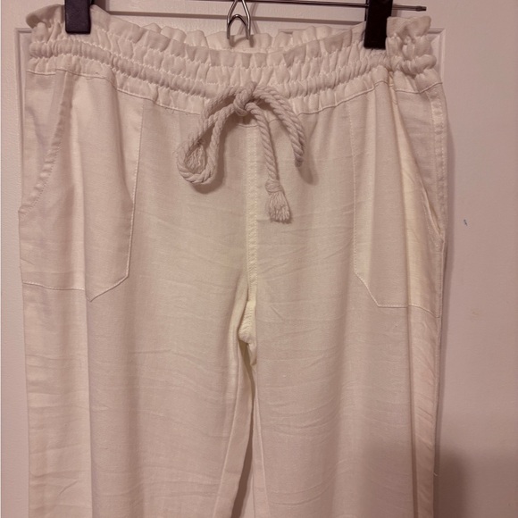 High Waist Cream Drawstring Pants - Picture 9 of 11